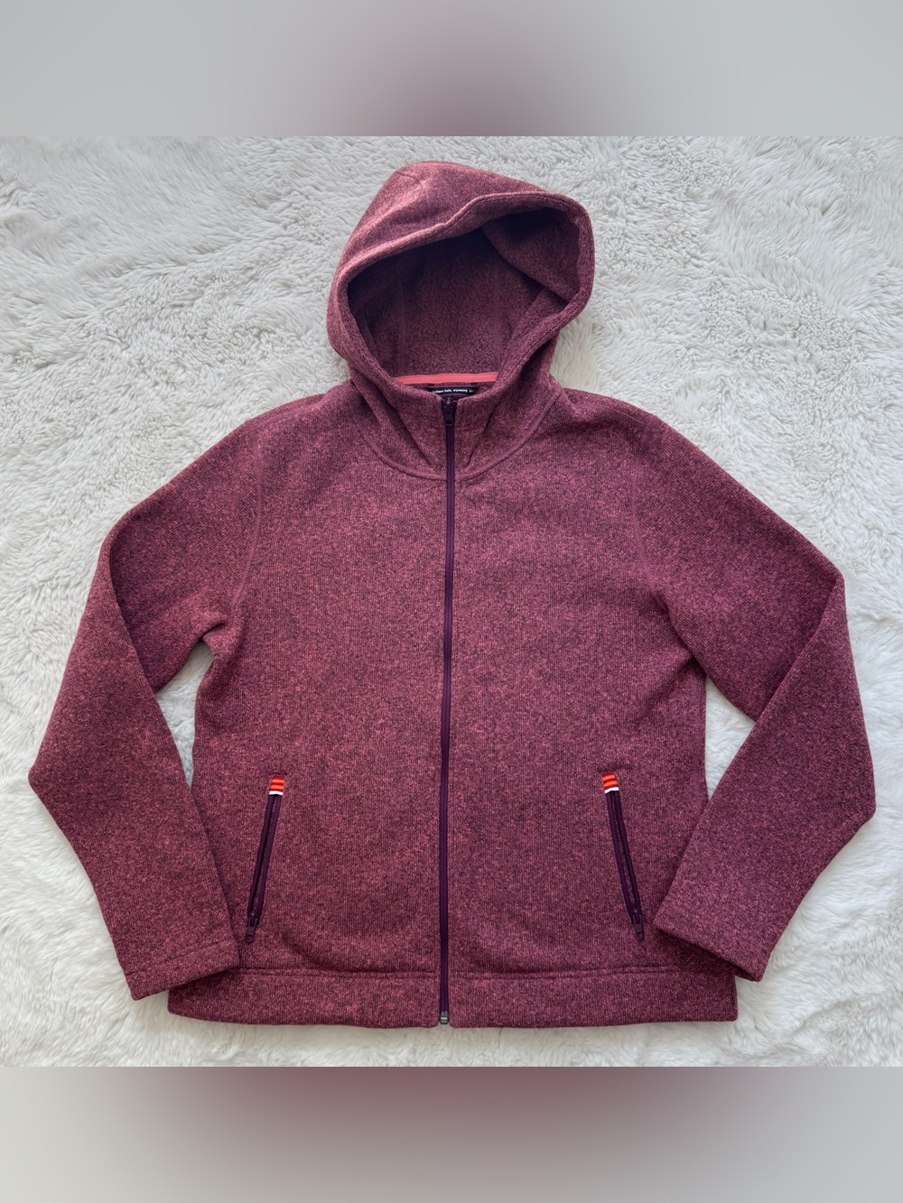 Stio Sweetwater Fleece Full Zip Hoodie in Heathered Burgundy